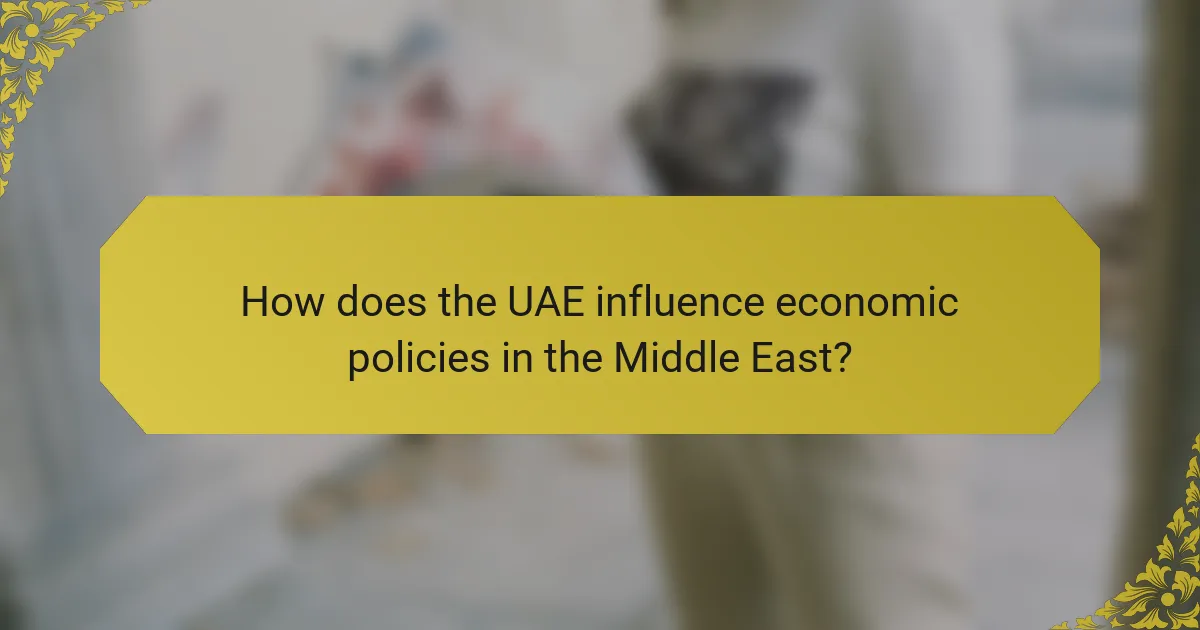 How does the UAE influence economic policies in the Middle East?