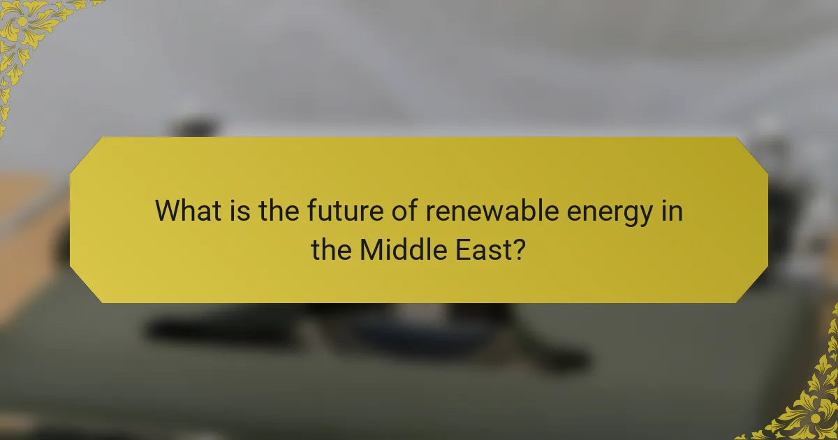 What is the future of renewable energy in the Middle East?