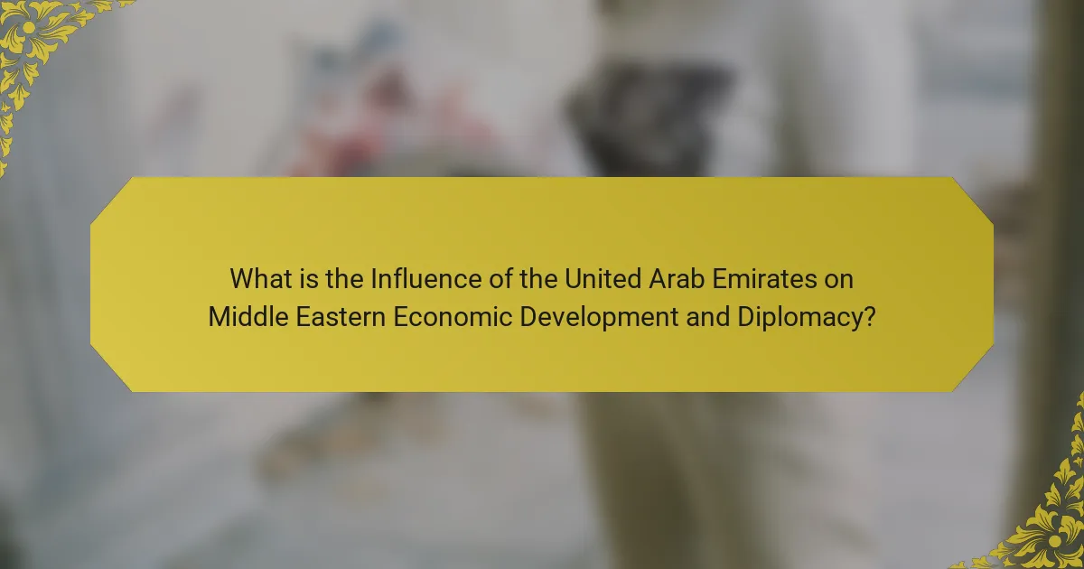 What is the Influence of the United Arab Emirates on Middle Eastern Economic Development and Diplomacy?