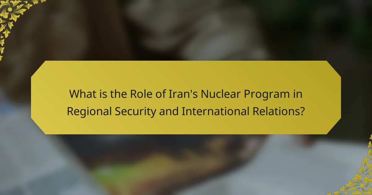 What is the Role of Iran's Nuclear Program in Regional Security and International Relations?